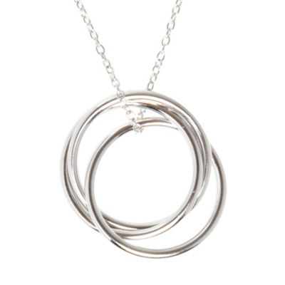 Designer sterling silver three rings necklace