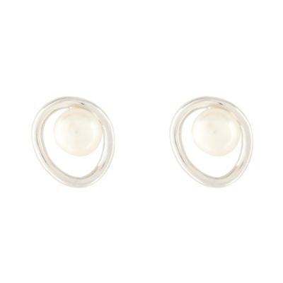 Designer sterling silver organic pearl stud
