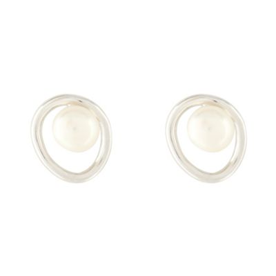 Designer sterling silver organic pearl stud