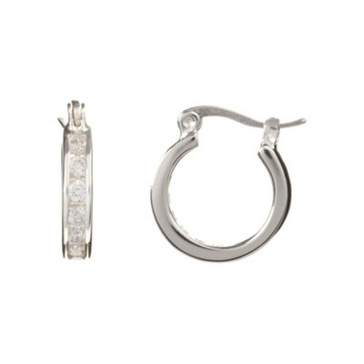 Van Peterson 925 Sterling silver diamante hoop earrings