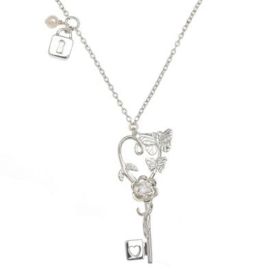 Sterling silver lock and key necklace