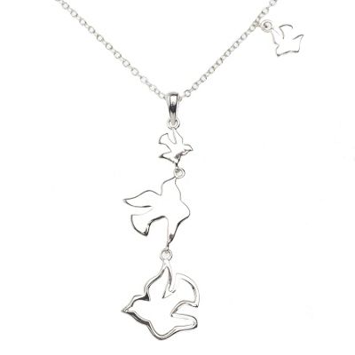 Sterling silver multi dove necklace