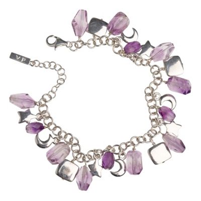 Sterling silver and amethyst bead bracelet