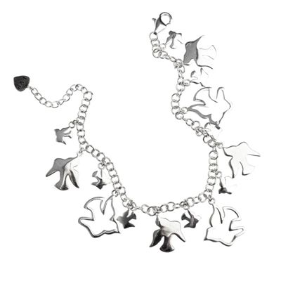 Sterling silver dove charm bracelet