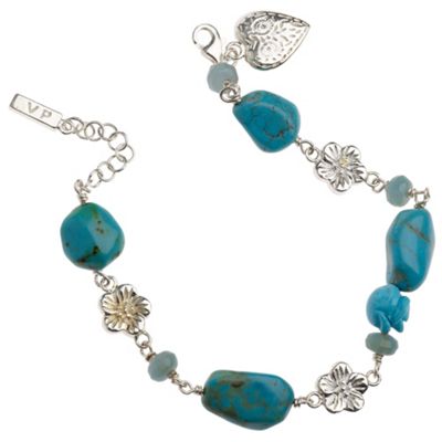 Sterling silver and turquoise bead bracelet