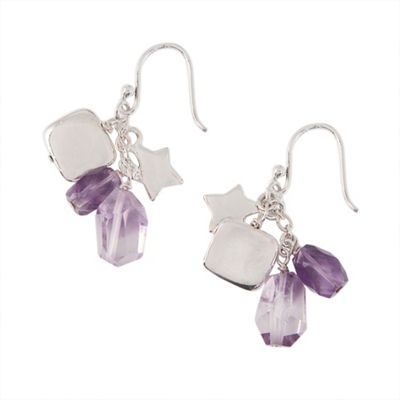 Sterling silver and amethyst bead earrings