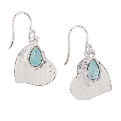 Sterling silver hammered heart earrings