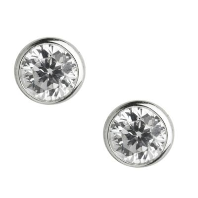 Sterling silver round diamante stud earrings