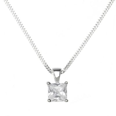 Vicenza Sterling silver square diamante necklace