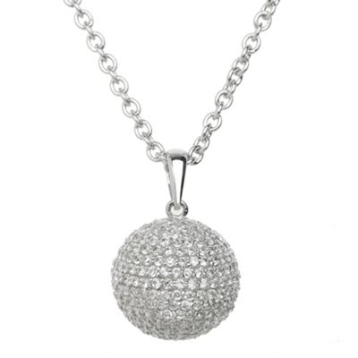 Sterling silver diamante ball necklace