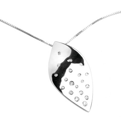 Sterling silver diamante leaf necklace