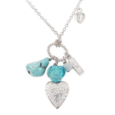 Van Peterson 925 Sterling silver chain necklace with turquoise