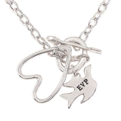 Van Peterson 925 Sterling silver dove heart arrow T-bar necklace
