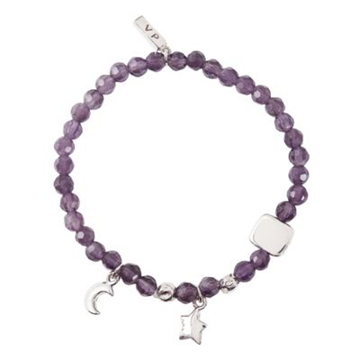 Van Peterson 925 Sterling silver stretch bracelet with Amethyst