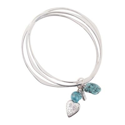 Sterling silver three bangle set with turquoise