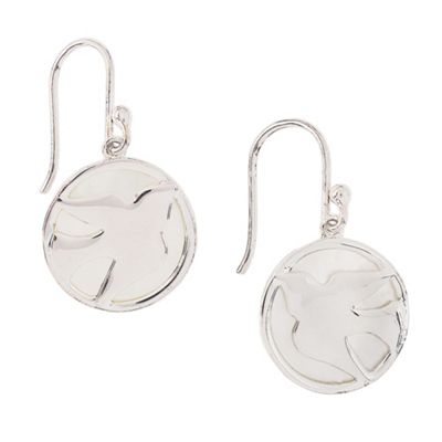 Sterling silver dove disc drop earrings