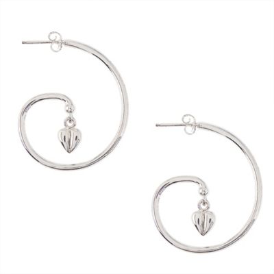 Sterling silver swirl heart drop earrings