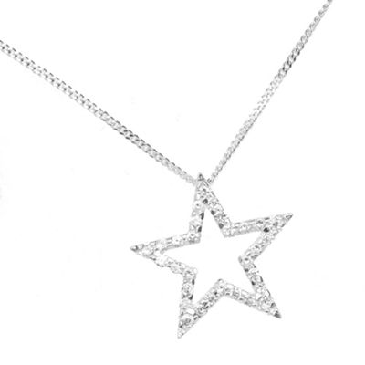 Sterling silver diamante star pendant