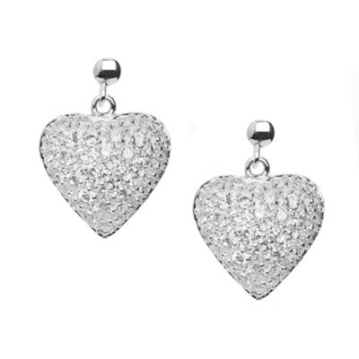 Vicenza Sterling silver pave heart drop earrings