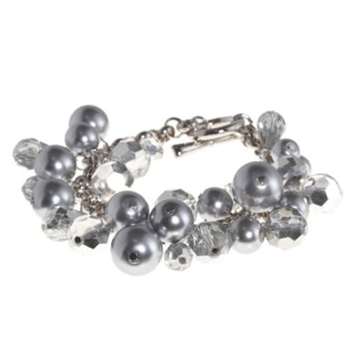 Light grey pearl and crystal bracelet