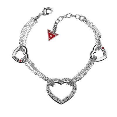 Silver three heart bracelet