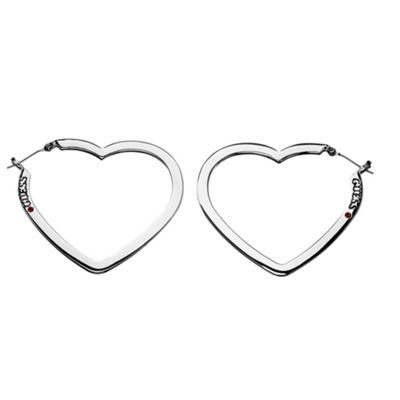 Silver heart hoop earrings