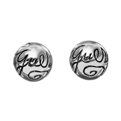Silver Script Ball Earrings