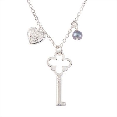 Van Peterson 925 Sterling silver key and heart pendant