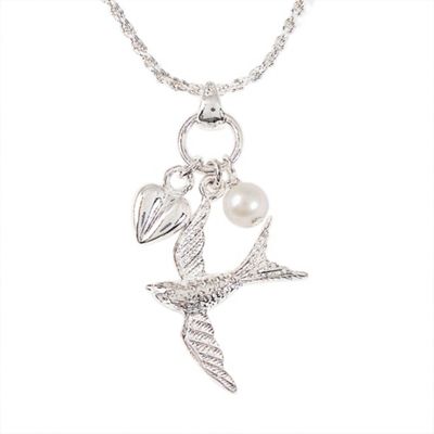 Sterling silver bird and heart pendant