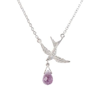 Sterling silver bird with amethyst necklace