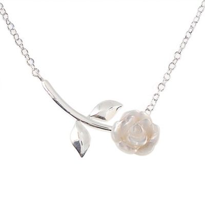 Sterling silver rose branch necklace