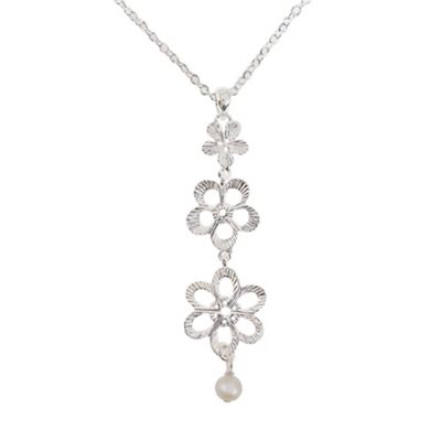 Sterling silver three flower necklace