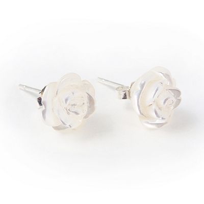 Van Peterson 925 Sterling silver and Mother of pearl carved rose