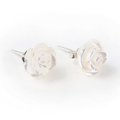 Sterling silver and Mother of pearl carved rose