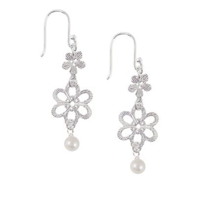 Sterling silver flower and pearl earrings