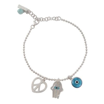 Van Peterson 925 Sterling silver evil eye charm bracelet
