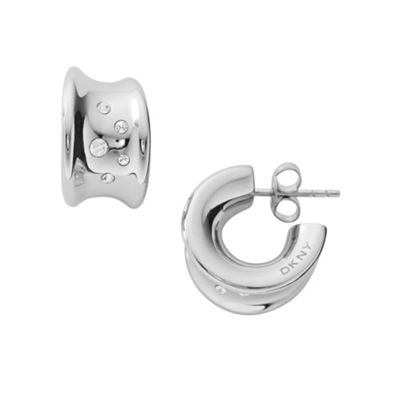 Silver sculpted huggie earrings