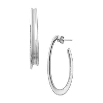 Silver sculptured hoop earrings