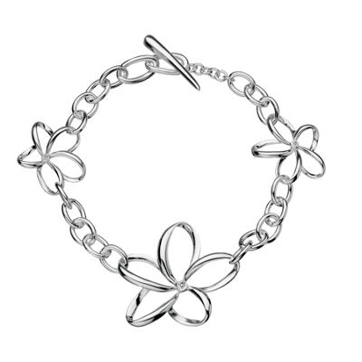 Silver 'Paradise Plumeria' Bracelet                                                                                             