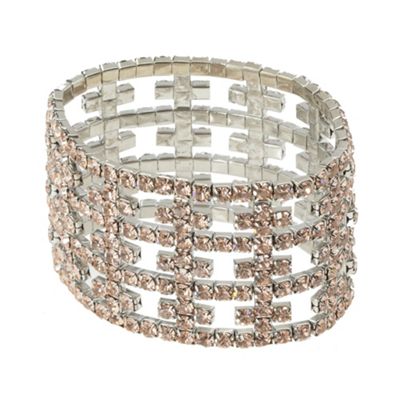 Light pink diamante stretch bracelet