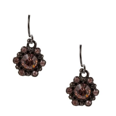 Light pink diamante flower earrings