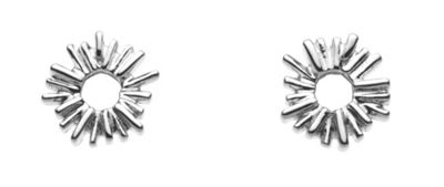 Silver radiating stud earrings