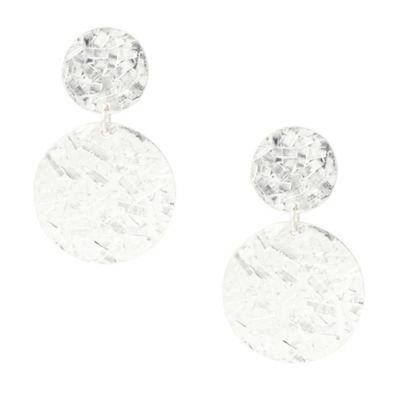 Silver textured disc earrings
