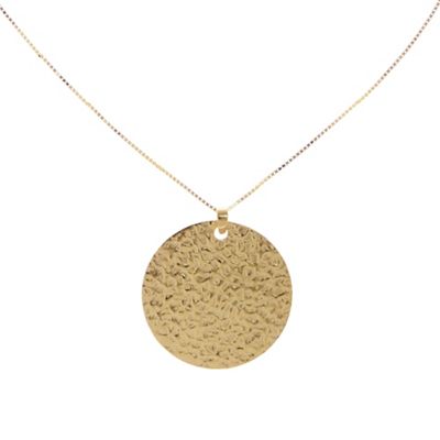 Gold sterling silver hammered disc necklace