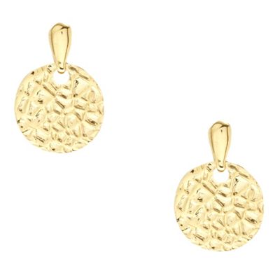 Gold sterling silver disc drop earrings