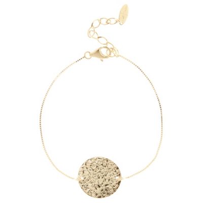 Gold sterling silver hammered disc bracelet