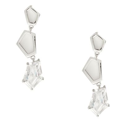 Sterling silver cutout stone drop earrings