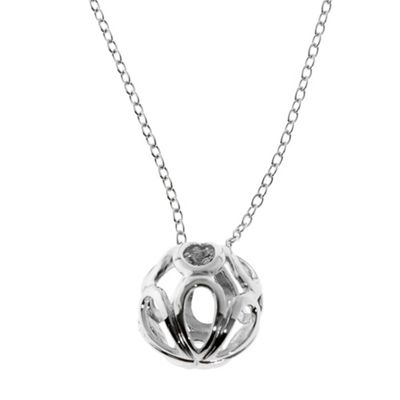 Sterling Silver Flower Cage Ball Pendant Necklace