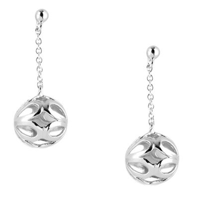Sterling silver flower cage ball earrings