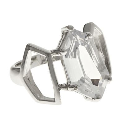 Small sterling silver stone cutout ring